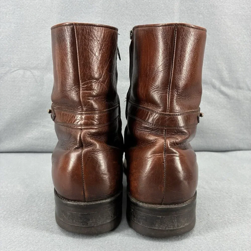 Vintage Freeman Brown Leather Ankle Boots Men’s Size 8 Side Zip Dress Boots USA